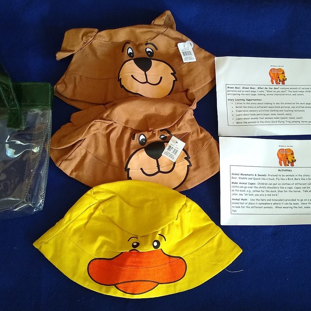 Brown Bear x 2 + Duck Hat with activity card included + Brown Bear Brown Bear
